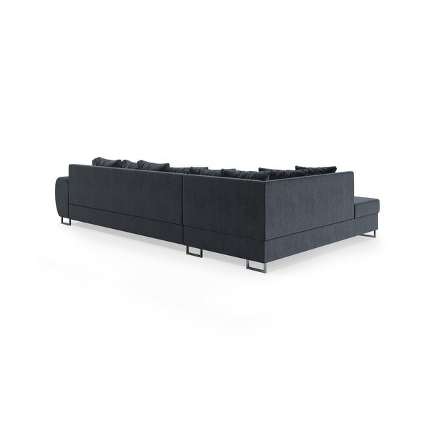 Pilka aksominė kampinė sofa Kooko Home Calmato, kampas kairėje-image-4