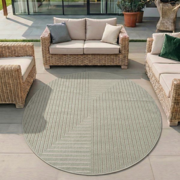 Žalios spalvos apvalios formos lauko ir vidaus kilimas ø 80 cm Nova 1202 – Ayyildiz Carpets-image-1