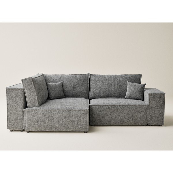 Pilkos spalvos sulankstoma/su sandėliavimo vieta kampinė sofa iš šenilinio audinio (su kairiuoju kampu/„L“ formos) Tonga – Maison de Rêve-image-2