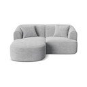 Šviesiai pilkos spalvos kampinė sofa iš kordinio velveto (su kairiuoju kampu/su gultu) Campi – Cosmopolitan Design