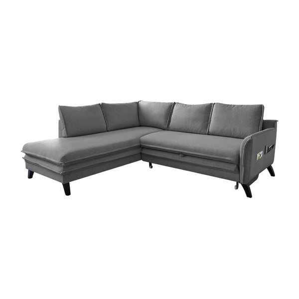 Pilkos spalvos kampinė sofa-lova Miuform Charming Charlie L, kairysis kampas