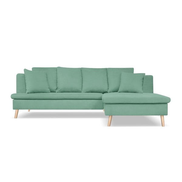 Mėtų žalios spalvos sofa keturiems asmenims su šezlongu dešinėje pusėje Cosmopolitan Design Newport