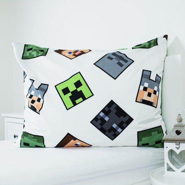 Žalios spalvos iš mikropluošto viengulė vaikiška patalynė 140x200 cm Minecraft Block Stack – Jerry Fabrics-image-4