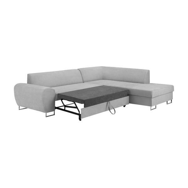 Pilka kampinė sofa-lova su saugykla "Kooko Home" XL dešiniojo kampo sofa Piano-image-4