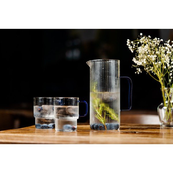 Mėlynos spalvos iš stiklo puodeliai 2 vnt. kapučino 350 ml Livio – Vialli Design-image-2