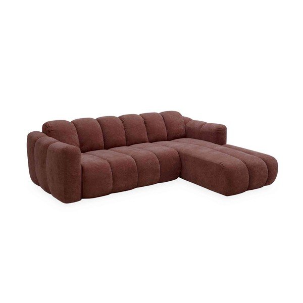 Raudonos spalvos sulankstoma kampinė sofa iš šenilinio audinio (su dešiniuoju kampu) Michell – Miuform