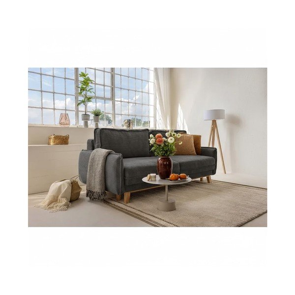 Sulankstoma sofa pilkos spalvos iš kordinio velveto 218 cm Tori – Bonami Selection-image-1