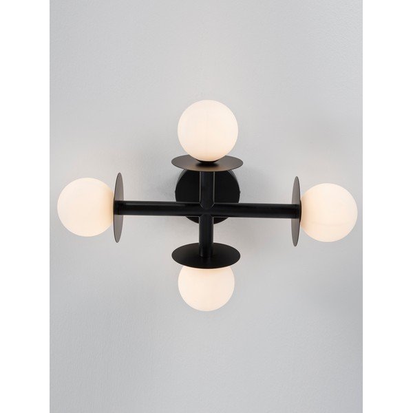 Baltos spalvos/juodos spalvos iš metalo lubinis šviestuvas 37x51 cm su stiklo gaubtu Pielo – Nova Luce-image-4
