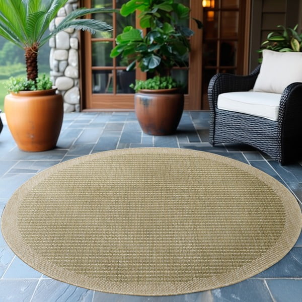 Khaki spalvos apvalios formos lauko ir vidaus kilimas ø 160 cm Giza 1410 – Ayyildiz Carpets-image-1