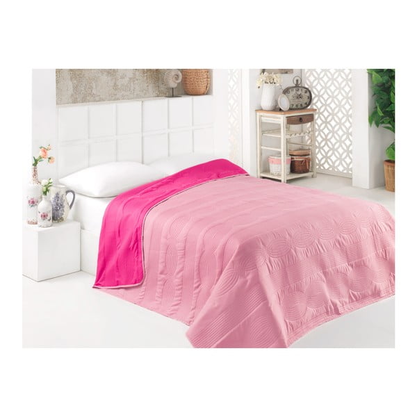 Pastelinės rožinės spalvos dvipusis mikropluošto užvalkalas, 160 x 220 cm