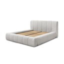 Dvigulė lova šviesiai pilkos spalvos audiniu dengta su sandėliavimo vieta su lovos grotelėmis 180x200 cm Denali – Bobochic Paris