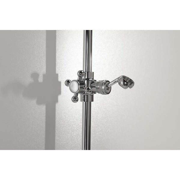 Sieninis iš žalvario dušo užuolaidų karnizas blizgios sidabrinės spalvos stumdomas laikiklis 67 cm Antea – Sapho-image-2