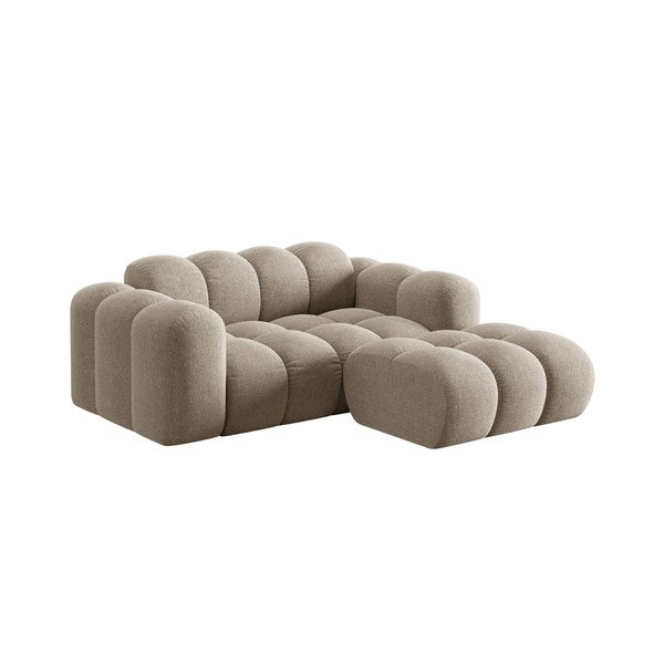 Šviesiai rudos spalvos iš šenilinio audinio kampinė sofa (su dešiniuoju kampu/su gultu) Treno – Cosmopolitan Design-image-1