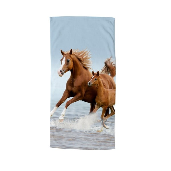 Mėlynos spalvos/rudos spalvos vaikams iš velveto paplūdimio rankšluostis 75x150 cm Free – Good Morning