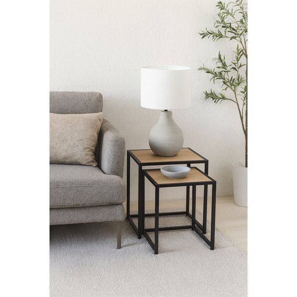 Šoniniai stalai 2 vnt. iš ąžuolo 38x38 cm Noah – Bonami Essentials-image-1