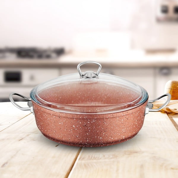 Rožinis aliuminio puodas su dangčiu Güral Porselen Classic, ø 30 cm-image-4