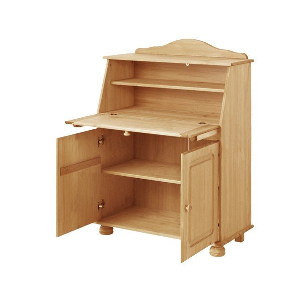 Iš pušies masyvo aukšta šoninė spintelė natūralios spalvos su spintele stalui 107x39 cm Mette – Støraa-image-4