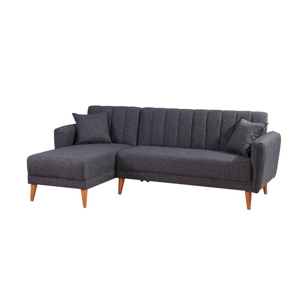 Sulankstoma kampinė sofa tamsiai pilkos spalvos (su kairiuoju kampu) Aqua – Balcab Home
