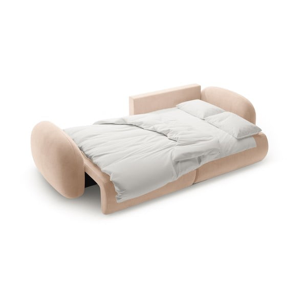 Smėlio spalvos iš velveto sulankstoma/su sandėliavimo vieta kampinė sofa Tonale – Cosmopolitan Design-image-4