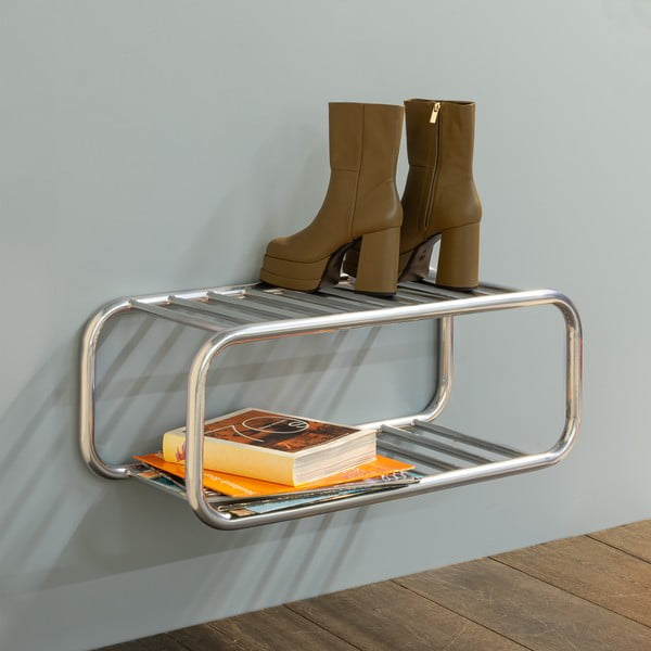 Sidabrinės spalvos iš metalo pakabinama spintelė batams 72x28x35 cm Retro – Spinder Design-image-1