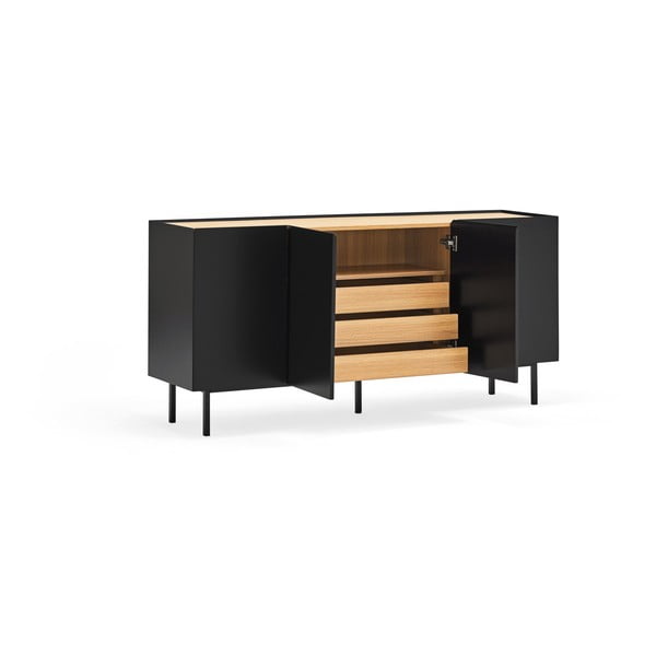 Žema šoninė spintelė juodos spalvos iš ąžuolo 165x78 cm Arista – Teulat-image-3