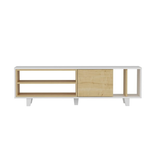 Baltas/natūralus TV staliukas iš ąžuolo 160x49 cm Rosmar - Kalune Design