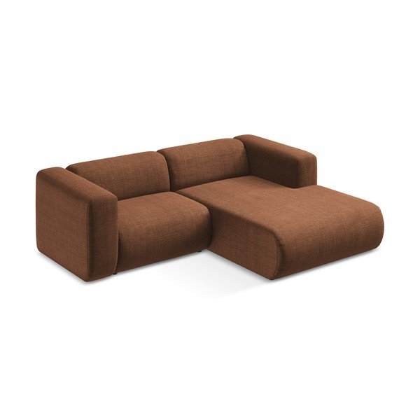 Terakotos spalvos kampinė sofa (su dešiniuoju kampu/su gultu) Ekahi – Makamii-image-3