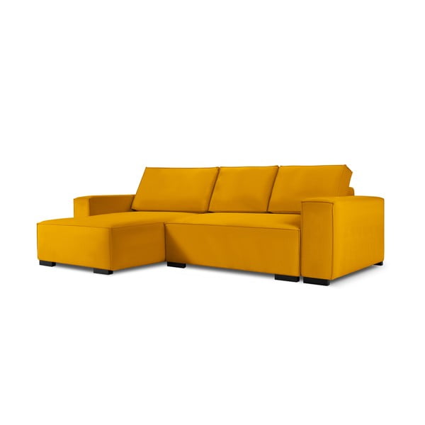 Geltona aksominė modulinė kampinė sofa Mazzini Sofas Azalea