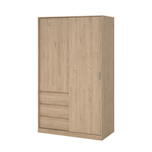 Natūralios spalvos drabužių spinta iš ąžuolo su stumdomomis durimis 119x200x60 cm Naia – Tvilum-image-4