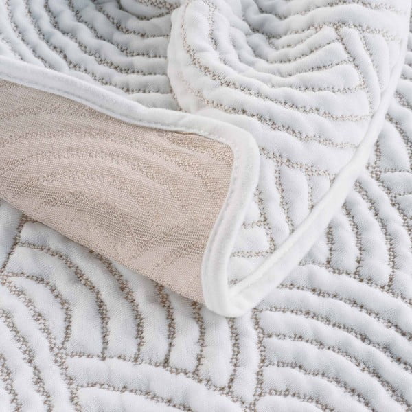 Baltos spalvos/smėlio spalvos iš Jersey audinio lovatiesės ir pagalvės užvalkalų rinkinys 220x240 cm Cassandra – douceur d'intérieur-image-2