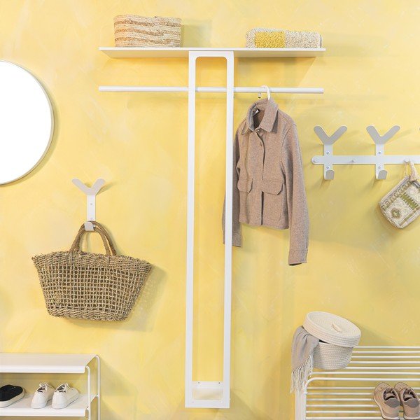 Baltos spalvos iš plieno sieninė lentyna su lentyna 100 cm Luno Large – Spinder Design-image-2