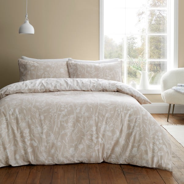 Iš flanelės viengulė patalynė smėlio spalvos 135x200 cm Floral Toile – Bianca-image-2