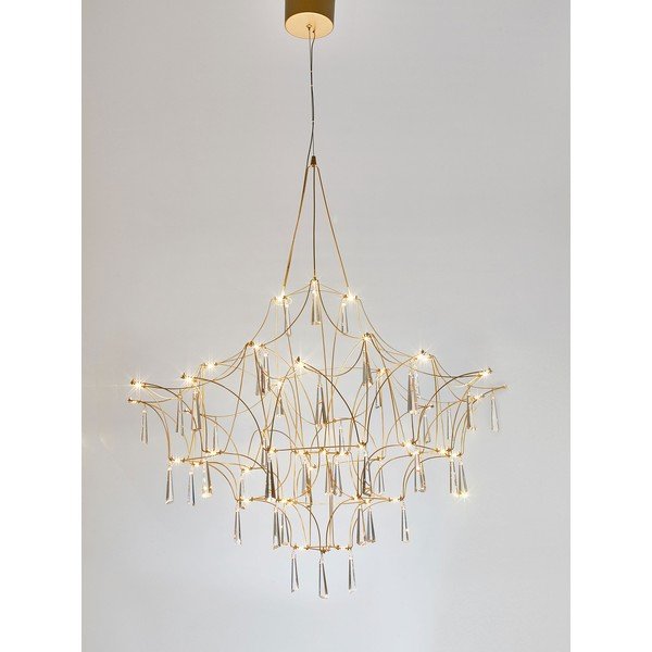 Auksinės spalvos iš metalo kabantis šviestuvas LED ø 80 cm Goro – Nova Luce-image-3