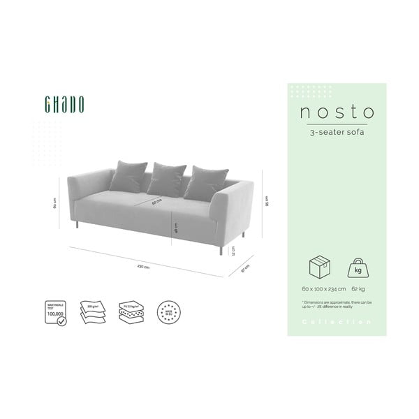 Smėlio spalvos aksominė sofa Ghado Nosto-image-3