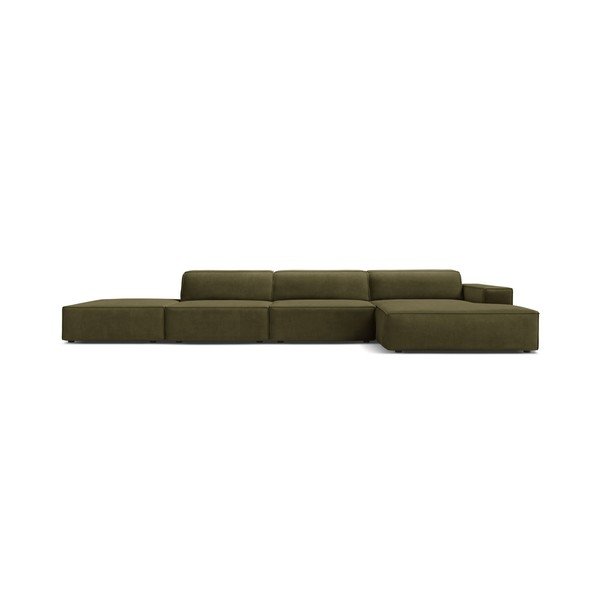 Khaki spalvos modulinė kampinė sofa iš velveto (su dešiniuoju kampu/su gultu) Jodie – Micadoni -image-3
