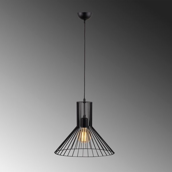 Juodos spalvos kabantis šviestuvas ø 38 cm su metaliniu gaubtu Fellini – Opviq lights-image-3