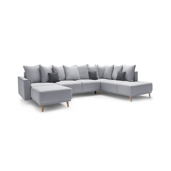 Pilka U formos sofa-lova "Bobochic Paris Panoramique XXL Mola", kairysis kampas-image-3