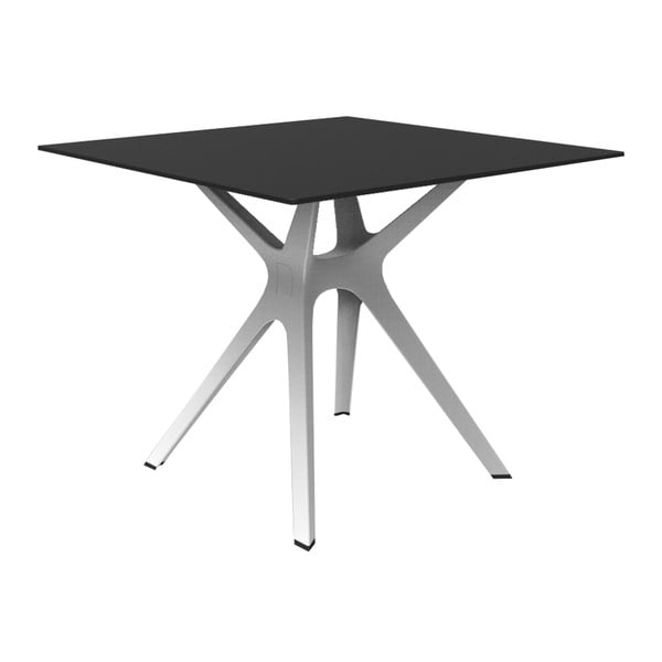 Valgomasis stalas su baltomis kojomis ir juodu stalviršiu, tinkamas naudoti lauke "Resol Vela", 90 x 90 cm