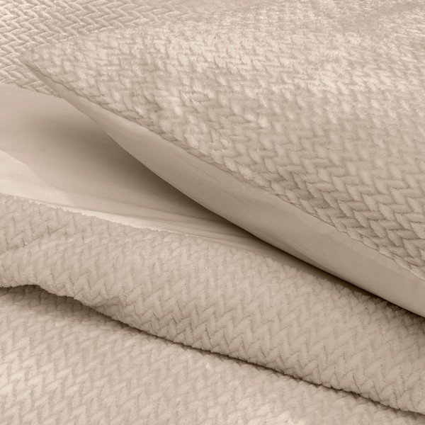 Smėlio spalvos iš flanelės dvigulė/itin ilga patalynė 3 dalių 240x220 cm Flanela – douceur d'intérieur-image-2