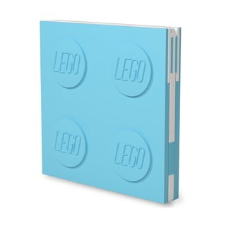 Turkio spalvos kvadratinis sąsiuvinis su geliniu rašikliu LEGO®, 15,9 x 15,9 cm