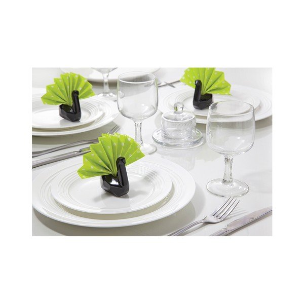 Keraminių servetėlių laikiklių rinkinys, Servetėlių gulbė 6 vnt., juodos spalvos-image-3