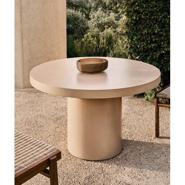 Iš betono apvalios formos sodo valgomojo stalas ø 120 cm Aiguablava – Kave Home-image-1