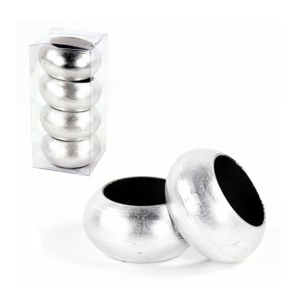 4 sidabrinių servetėlių žiedų rinkinys Unimasa
