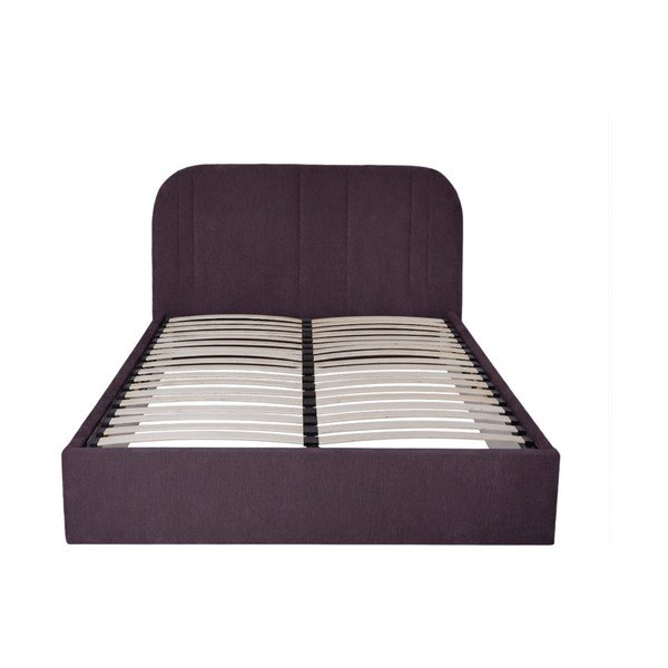 Violetinės spalvos dvigulė lova audiniu dengta su sandėliavimo vieta su lovos grotelėmis 180x200 cm Sidney – Bobochic Paris-image-3