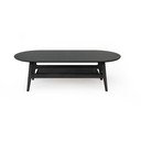 Kavos staliukas juodos spalvos iš ąžuolo 60x130 cm Curved – Woodman