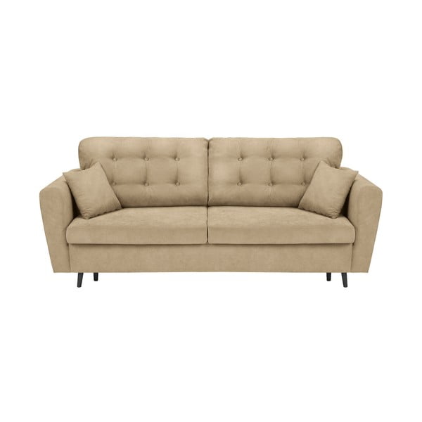 Smėlio spalvos trivietė sofa-lova su saugykla "Cosmopolitan Design Lyon