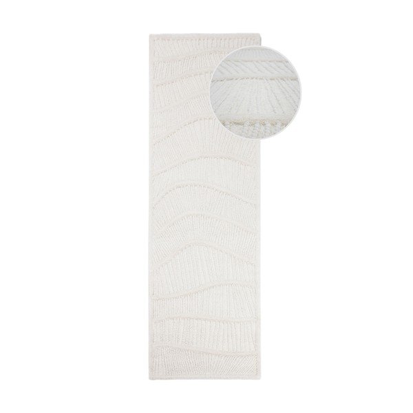 Rankų darbo baltos spalvos iš vilnos mišinio kilimas 80x230 cm Sculptured Wave – Flair Rugs