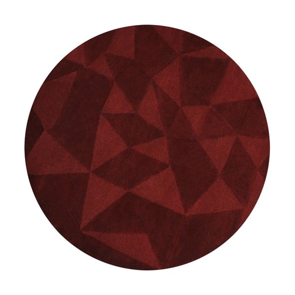 Rankų darbo bordo spalvos iš vilnos apvalios formos kilimas ø 160 cm Shard Red – Flair Rugs