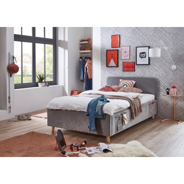 Pilkos spalvos vaikiška lova be grotelių 120x200 cm Cosy – Meise Möbel-image-1