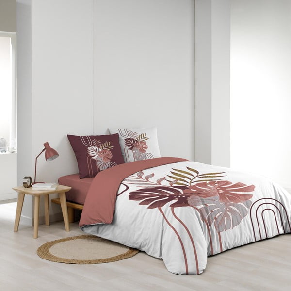 Baltos spalvos/rožinės spalvos iš medvilnės dvigulė/itin ilga patalynė 240x220 cm Astria – douceur d'intérieur-image-2
